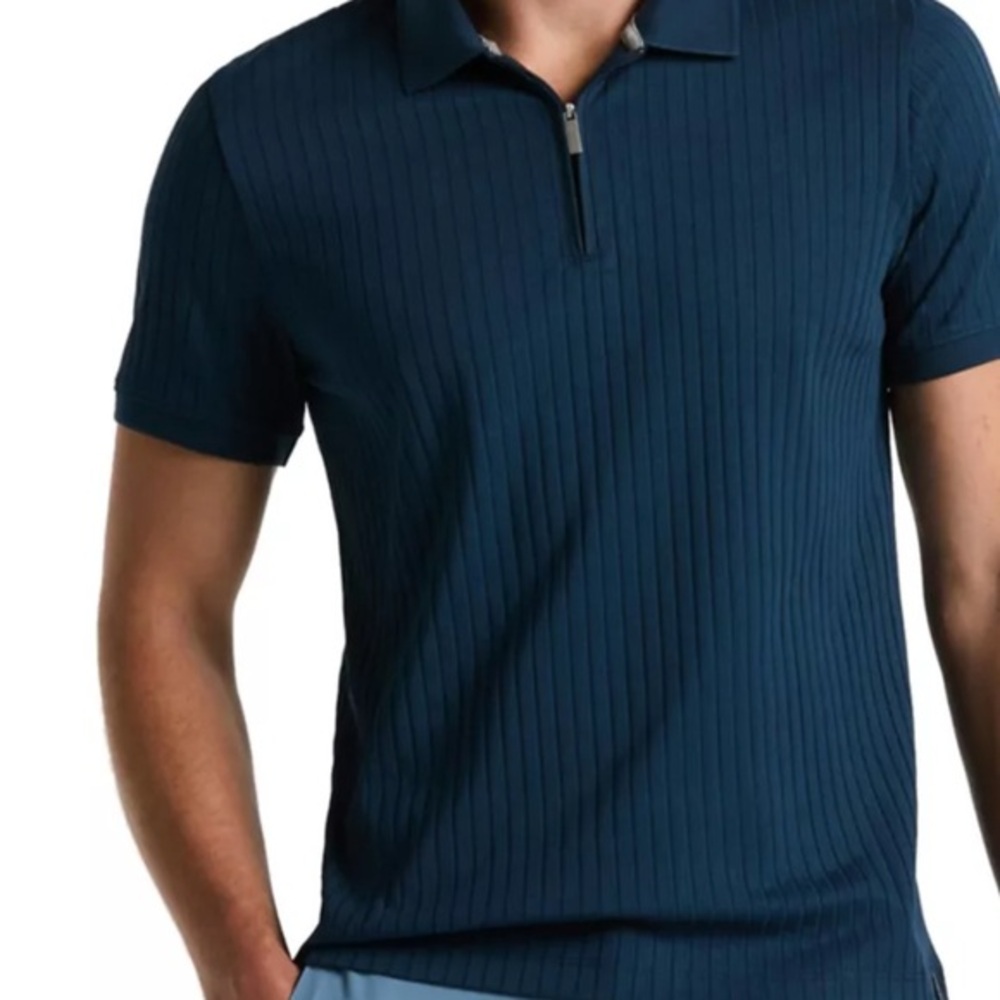 Perry Ellis NWOT Vertical Ribbed Knit Polo Shirt SIZE XL